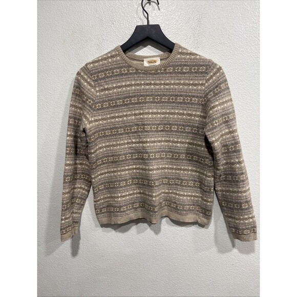 Talbots Sweater Womens Small Fair Isle Tan Wool/Rayon - Picture 1 of 10
